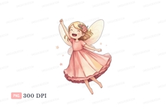 Joyful fairy with wings and pink dress blonde Product Image 1