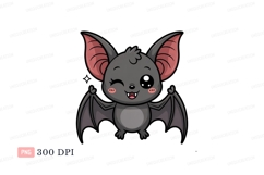 Cute gray bat winking cartoon animal Product Image 1