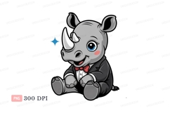 Cute rhino wearing tuxedo and bowtie animal Product Image 1