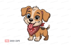 Cute cartoon puppy wearing red bandana image Product Image 1