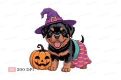 Rottweiler puppy witch costume halloween pumpkin image Product Image 1