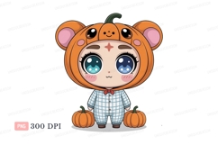 Cute character in pumpkin costume pajamas Product Image 1