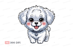 Fluffy white puppy with big eyes cute Product Image 1