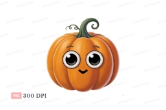 Orange pumpkin with big eyes green stem Product Image 1