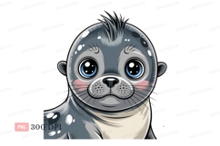 Cute grey seal with big blue eyes animal Product Image 1