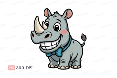 Smiling rhino wearing bow tie animal cartoon Product Image 1