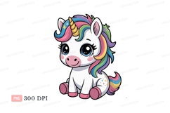 Cute unicorn with rainbow mane and horn image Product Image 1