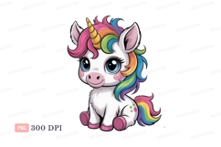 Adorable unicorn with rainbow mane cute horn Product Image 1