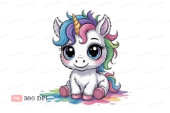 Cute unicorn with rainbow mane and horn fantasy magical Product Image 1