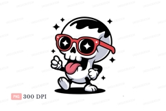 Cool cartoon character with red glasses sticking tongue out Product Image 1