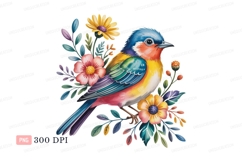 Colorful bird surrounded by flowers nature Product Image 1