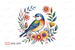 Colorful bird surrounded by flowers floral nature Product Image 1