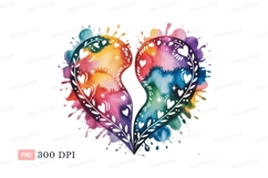 Rainbow heart broken watercolor colorful Product Image 1