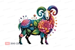 Floral Ram Creature Colorful blooming Product Image 1