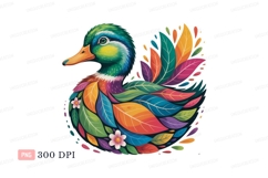Colorful duck adorned with leaves and flowers nature Product Image 1