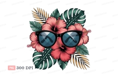 Sunglasses tropical floral arrangement hibiscus monstera Product Image 1