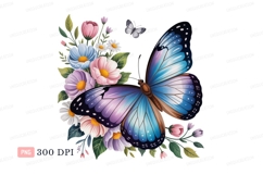 Blue purple butterfly flowers pink Product Image 1