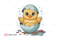 Yellow chick hatching from blue egg image Product Image 1