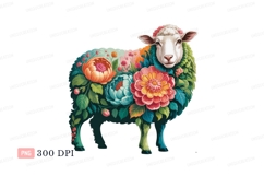 Floral sheep illustration flowers nature Product Image 1