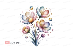 Delicate pastel flowers with dew drops image Product Image 1