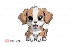Adorable brown and white puppy with big blue eyes canine Product Image 1