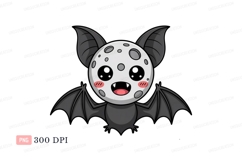 Cute moon bat with big eyes cartoon character Product Image 1