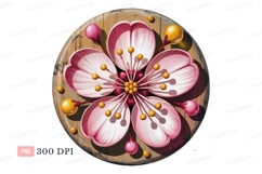 Pink cherry blossom flower with yellow stamens image Product Image 1