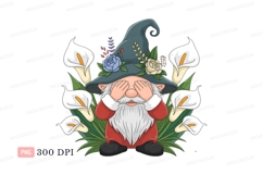 Gnome With Flowers Covering Eyes calla lily Product Image 1