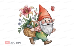 Gnome carrying basket flowers butterfly image Product Image 1
