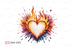 Fiery Heart Splatter fire flames Product Image 1