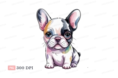 Watercolor French Bulldog Portrait puppy animal Product Image 1