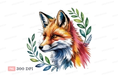 Vibrant fox portrait with foliage animal wildlife Product Image 1