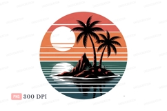 Tropical island sunset with palm trees ocean Product Image 1
