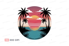 Tropical sunset ocean palms beach Product Image 1