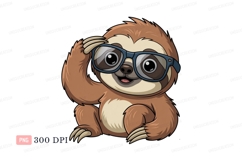 Cute sloth wearing glasses animal mammal Product Image 1