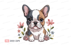 Adorable French Bulldog With Flowers puppy animal Product Image 1