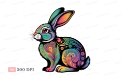 Colorful patterned rabbit floral ornate Product Image 1