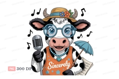 Singing cow with microphone and umbrella music Product Image 1