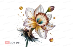 White yellow brown blue flower bud daffodil Product Image 1