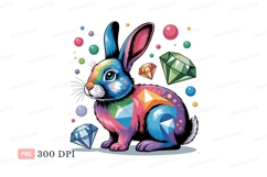 Colorful rabbit with gems diamonds jewels Product Image 1