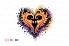 Fiery phoenix heart pair fire mythical Product Image 1
