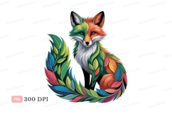 Colorful fox with leaf patterns animal nature Product Image 1