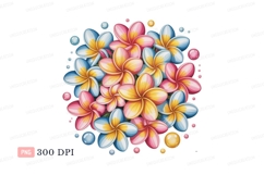 Plumeria flowers pink blue yellow image Product Image 1