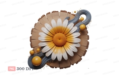 Daisy flower wood slice yellow spheres image Product Image 1