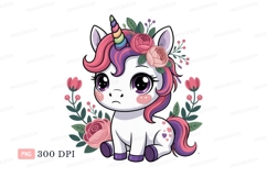 Cute unicorn with flowers fantasy magic Product Image 1