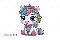 Cute unicorn with colorful mane and bow tie fantasy Product Image 1