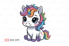 Cute unicorn with rainbow mane and horn image Product Image 1