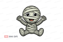 Cute mummy character waving hello halloween cartoon Product Image 1