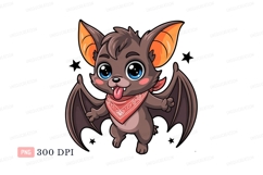 Cute bat with red bandana cartoon animal Product Image 1