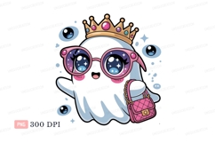 Cute ghost princess with crown and handbag glasses Product Image 1